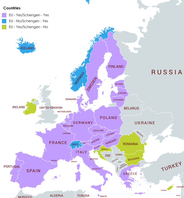 Schengen zone member countries: list & info | Onward Ticket